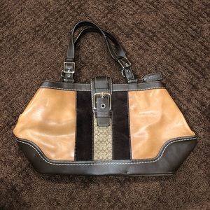 Coach Colorblock Leather and Suede Handbag